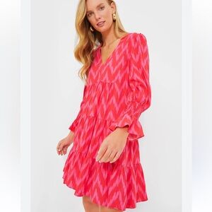 Tuckernuck Pomander Place Hot Pink red Ikat Kenzo Dress size large flowy boho